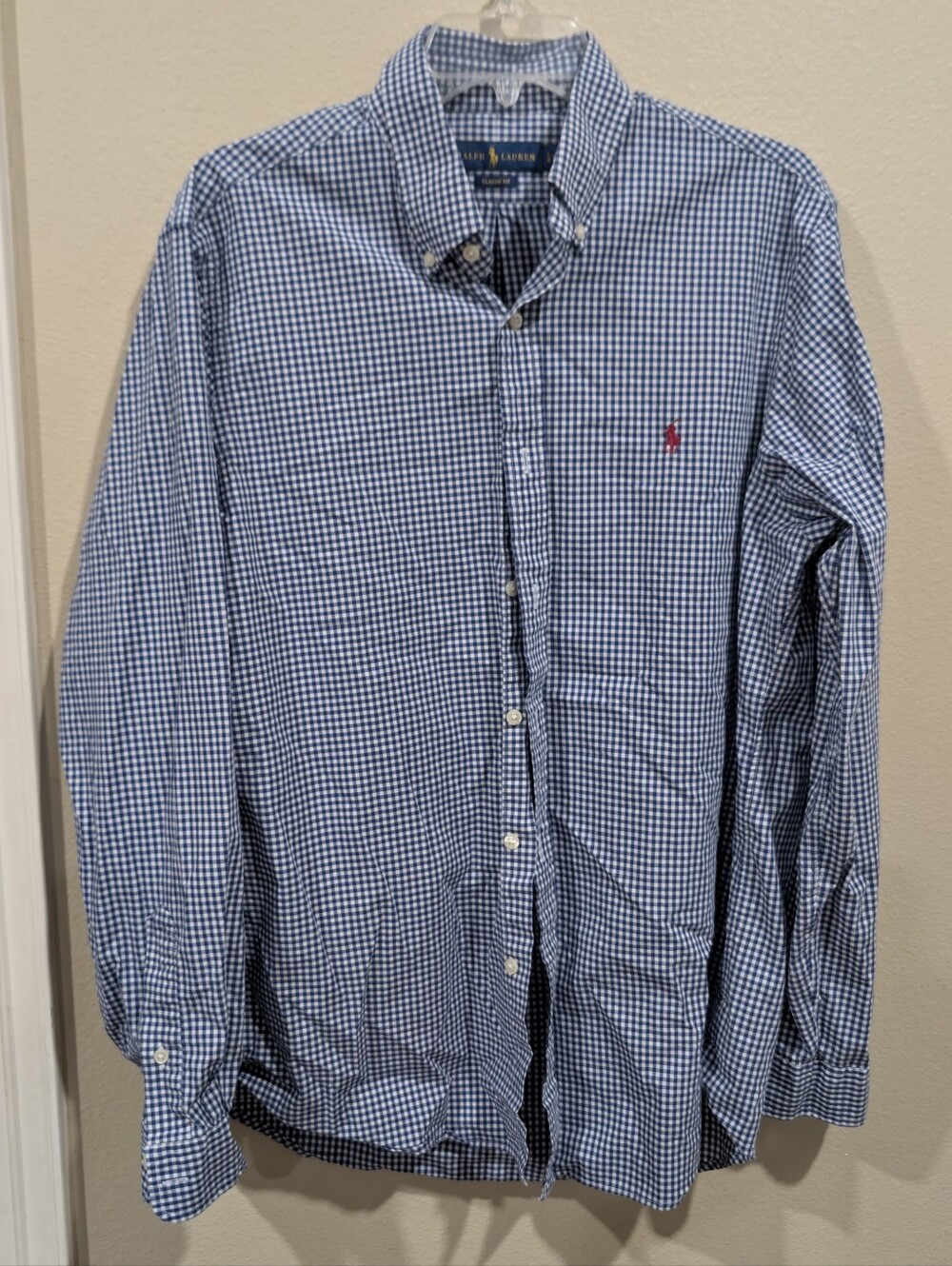 Ralph Lauren Navy & White Gingham Button-Down Shirt - Men